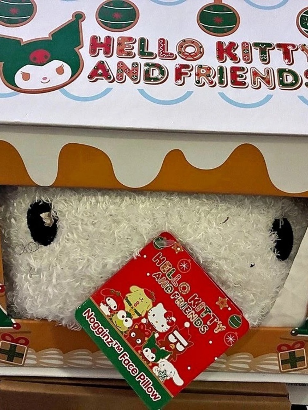 Sanrio Hello Kitty and Friends Nogginz Face Pillow White & Red NWT